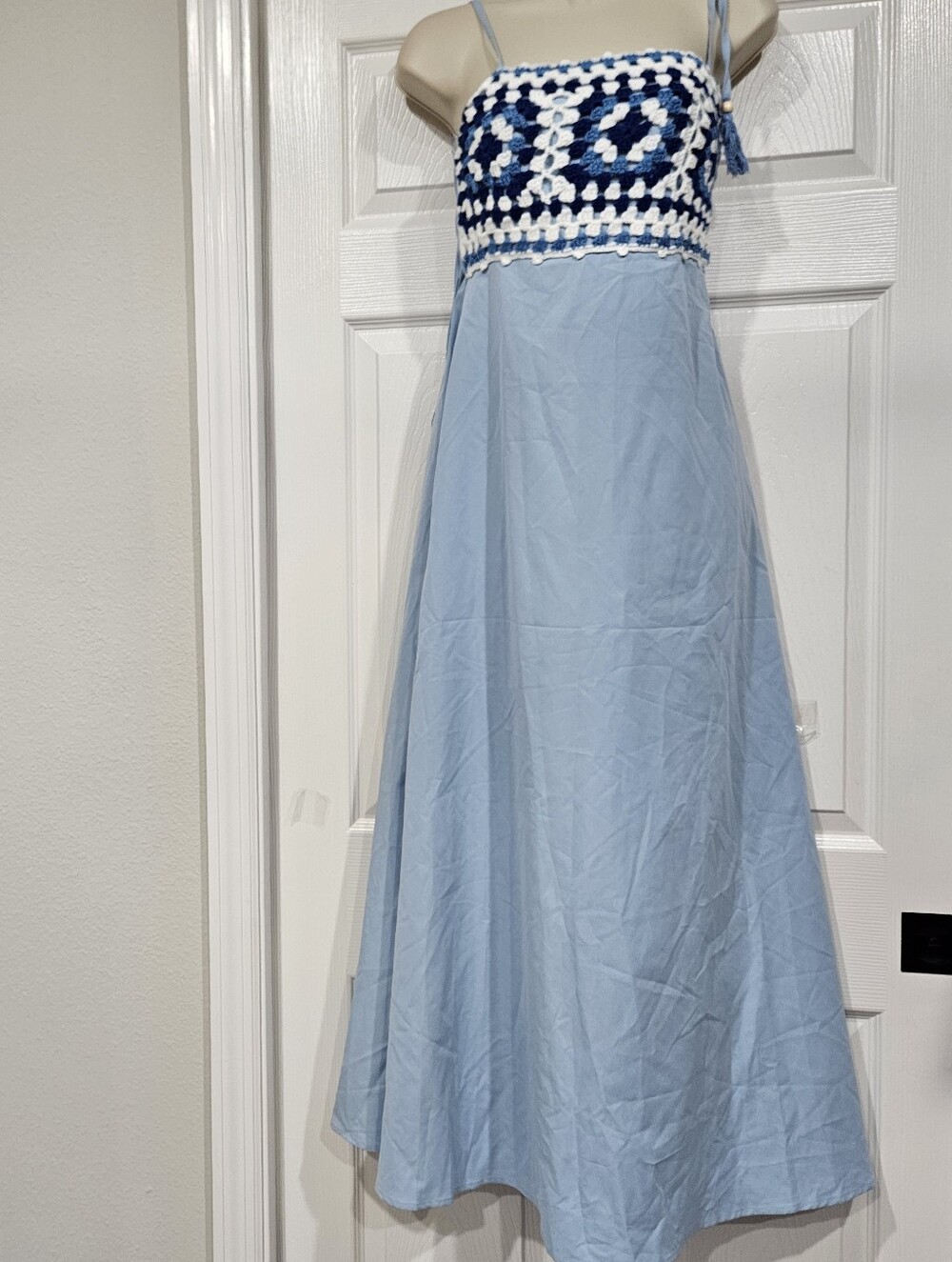 Light Blue Maxi Dress with Crochet Bodice